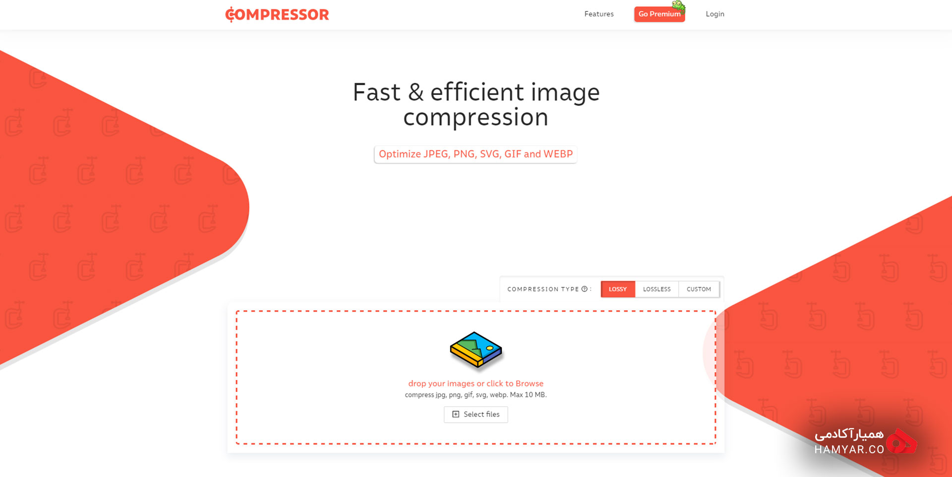 کم کردن حجم عکس با Compressor.io