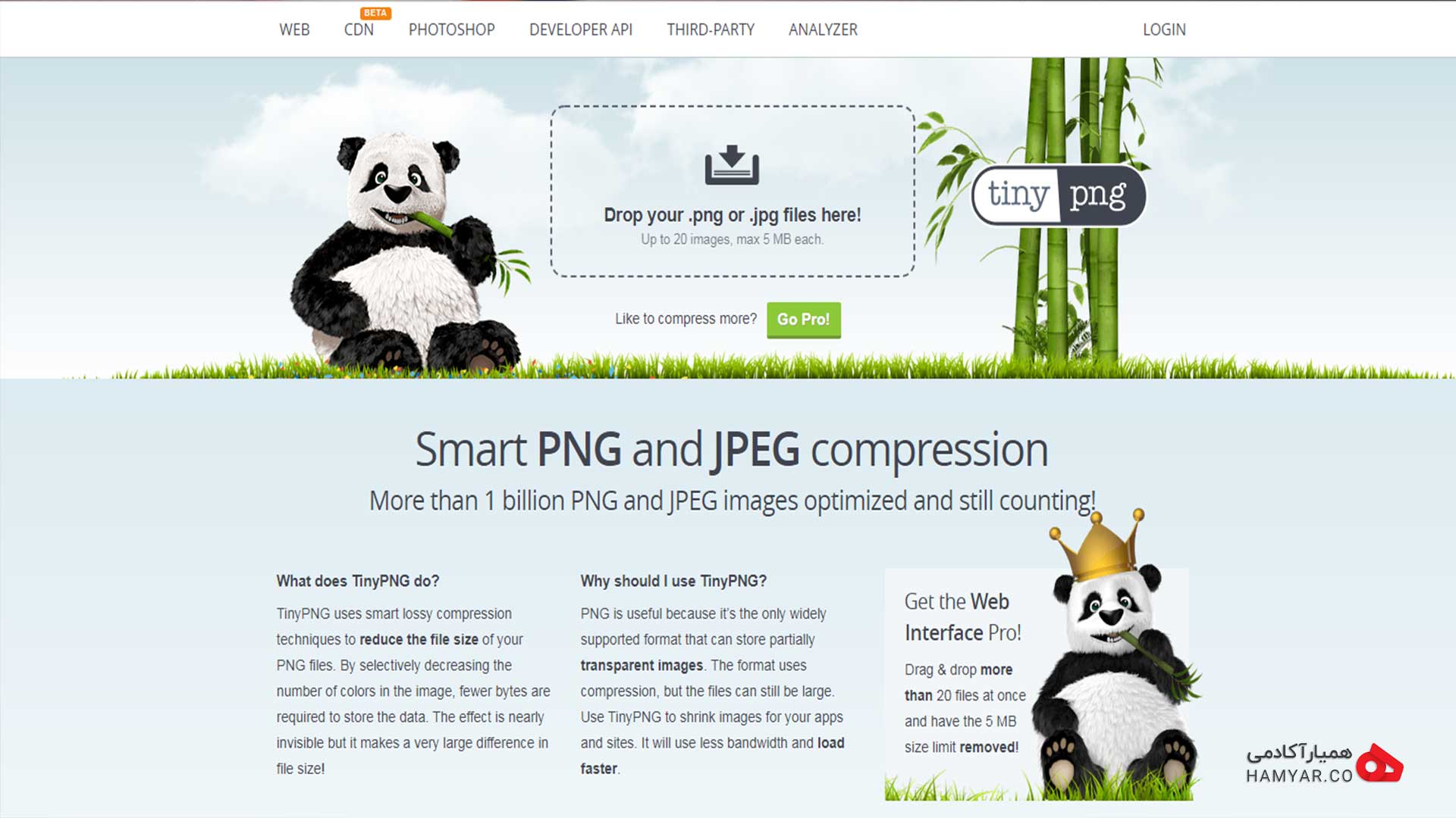 کم کردن حجم عکس با Tiny png