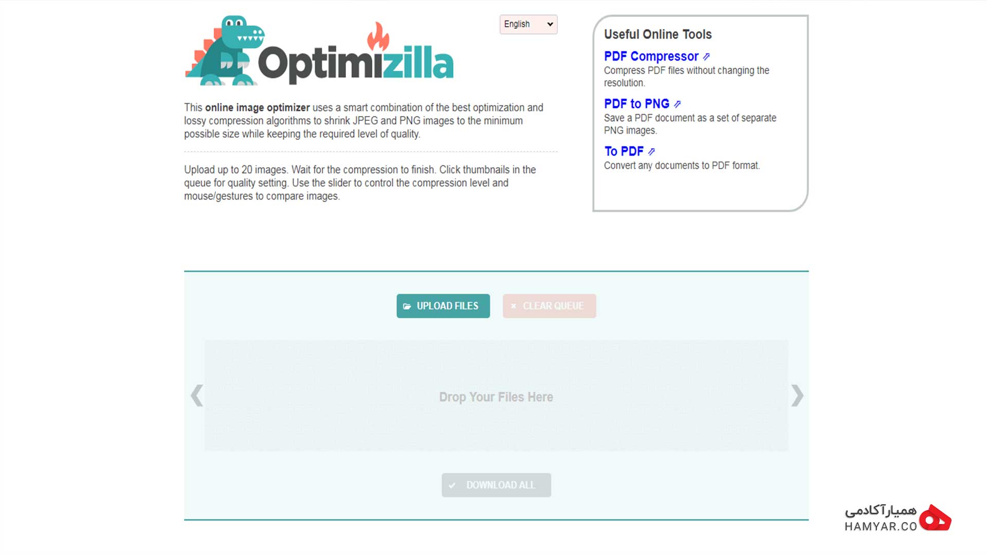کم کردن حجم عکس با optimizilla