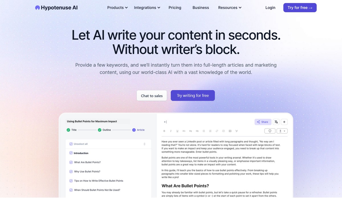Hypotenuse AI: ابزار خلاصه کتاب با هوش مصنوعی
