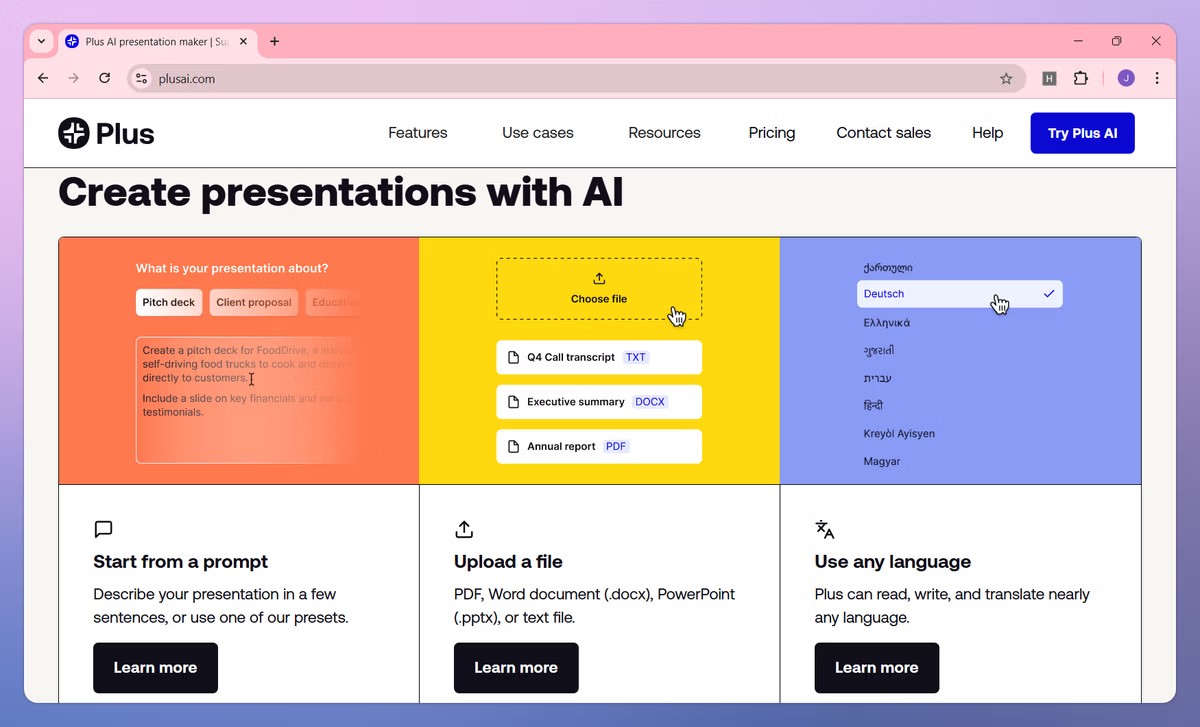Plus AI: بهترین ابزار هوش مصنوعی برای دانشجویان برای ساخت ارائه های حرفه ای